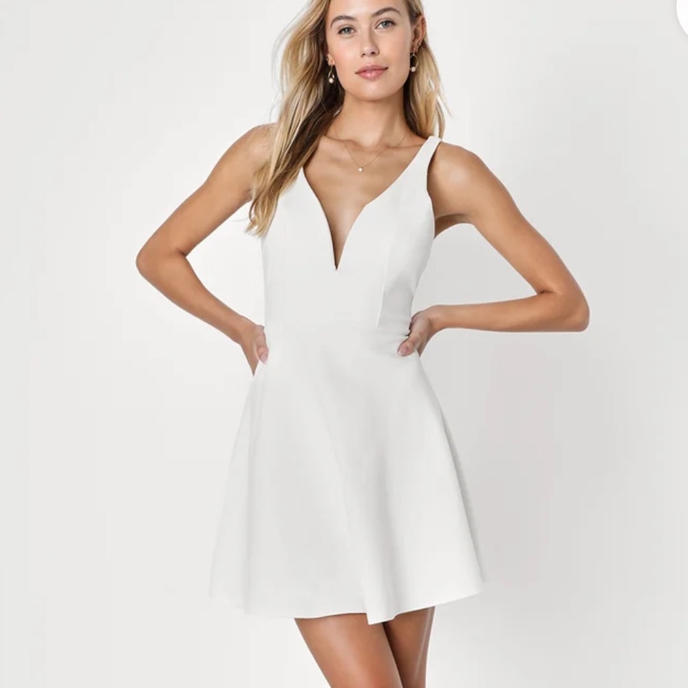 Lulus white strappy skater dress - Medium